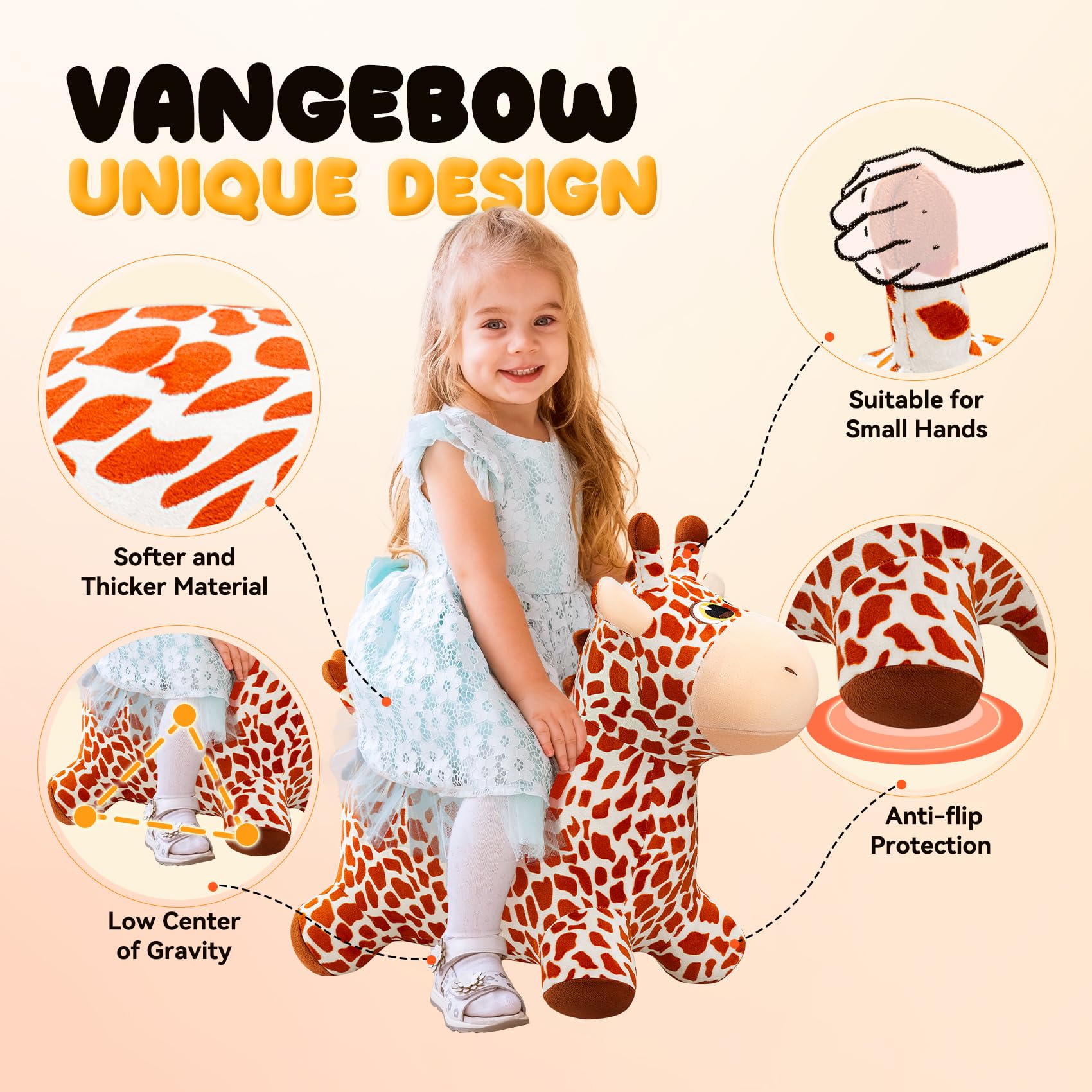 Amazon | VangeBow キリン 弾む馬のおもちゃ 1歳 2歳 3歳のお子様向け
